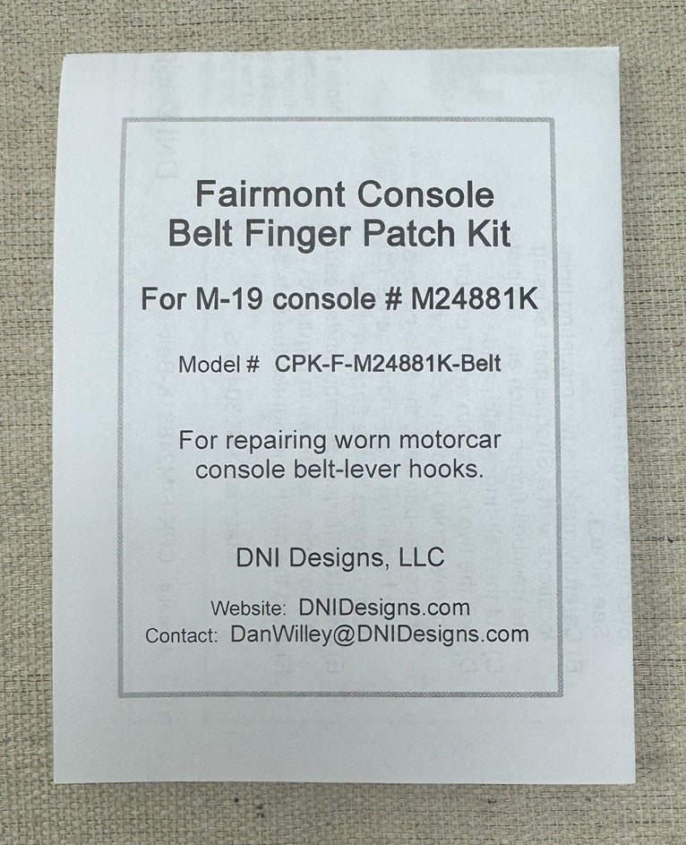 Belt Finger Patch Kit - for Fairmont M-19 OEM console # M24881K